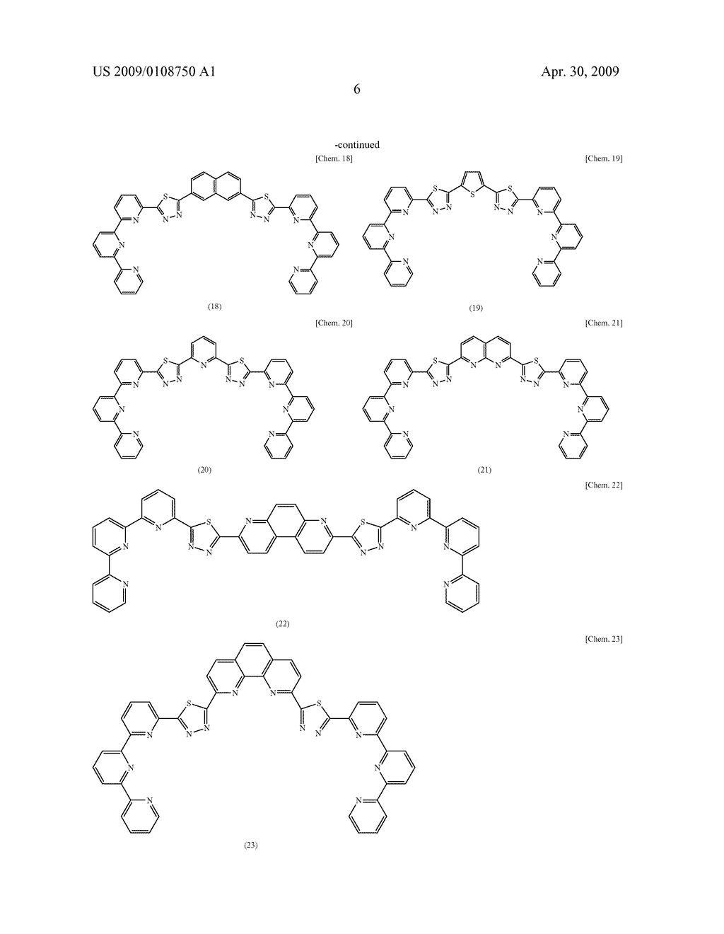 COMPOUND HAVING THIADIAZOLE RING STRUCTURE SUBSTITUTED WITH PYRIDYL GROUP AND ORGANIC ELECTROLUMINESCENT DEVICE - diagram, schematic, and image 12