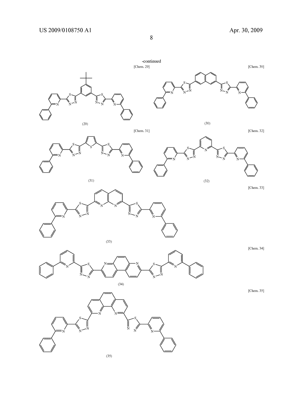 COMPOUND HAVING THIADIAZOLE RING STRUCTURE SUBSTITUTED WITH PYRIDYL GROUP AND ORGANIC ELECTROLUMINESCENT DEVICE - diagram, schematic, and image 14