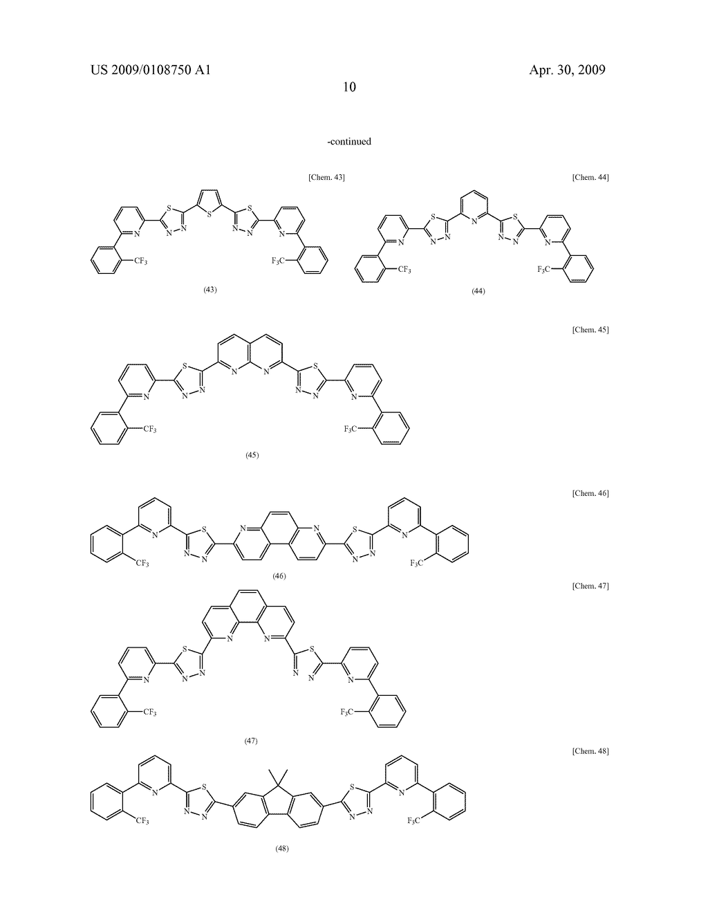 COMPOUND HAVING THIADIAZOLE RING STRUCTURE SUBSTITUTED WITH PYRIDYL GROUP AND ORGANIC ELECTROLUMINESCENT DEVICE - diagram, schematic, and image 16