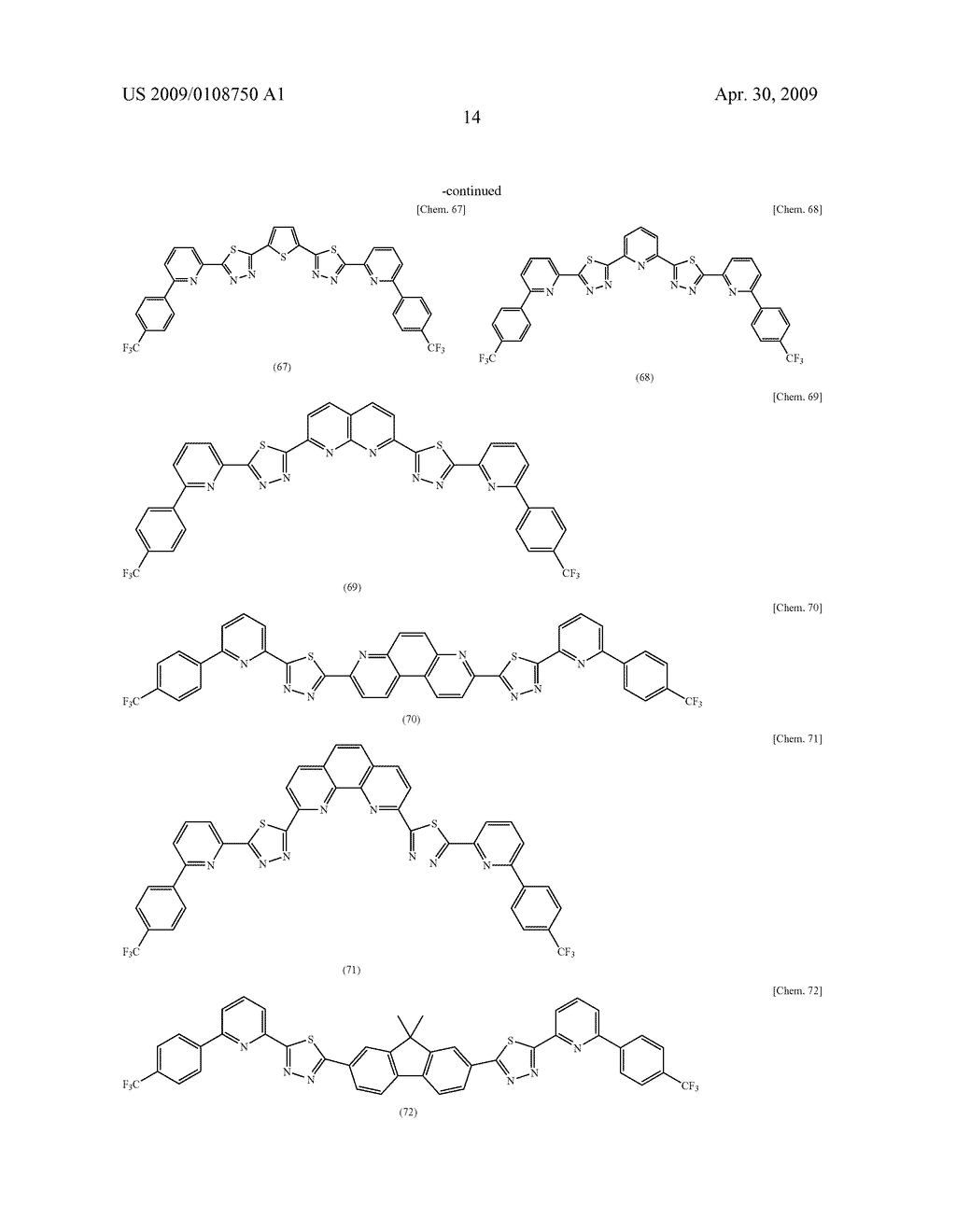 COMPOUND HAVING THIADIAZOLE RING STRUCTURE SUBSTITUTED WITH PYRIDYL GROUP AND ORGANIC ELECTROLUMINESCENT DEVICE - diagram, schematic, and image 20