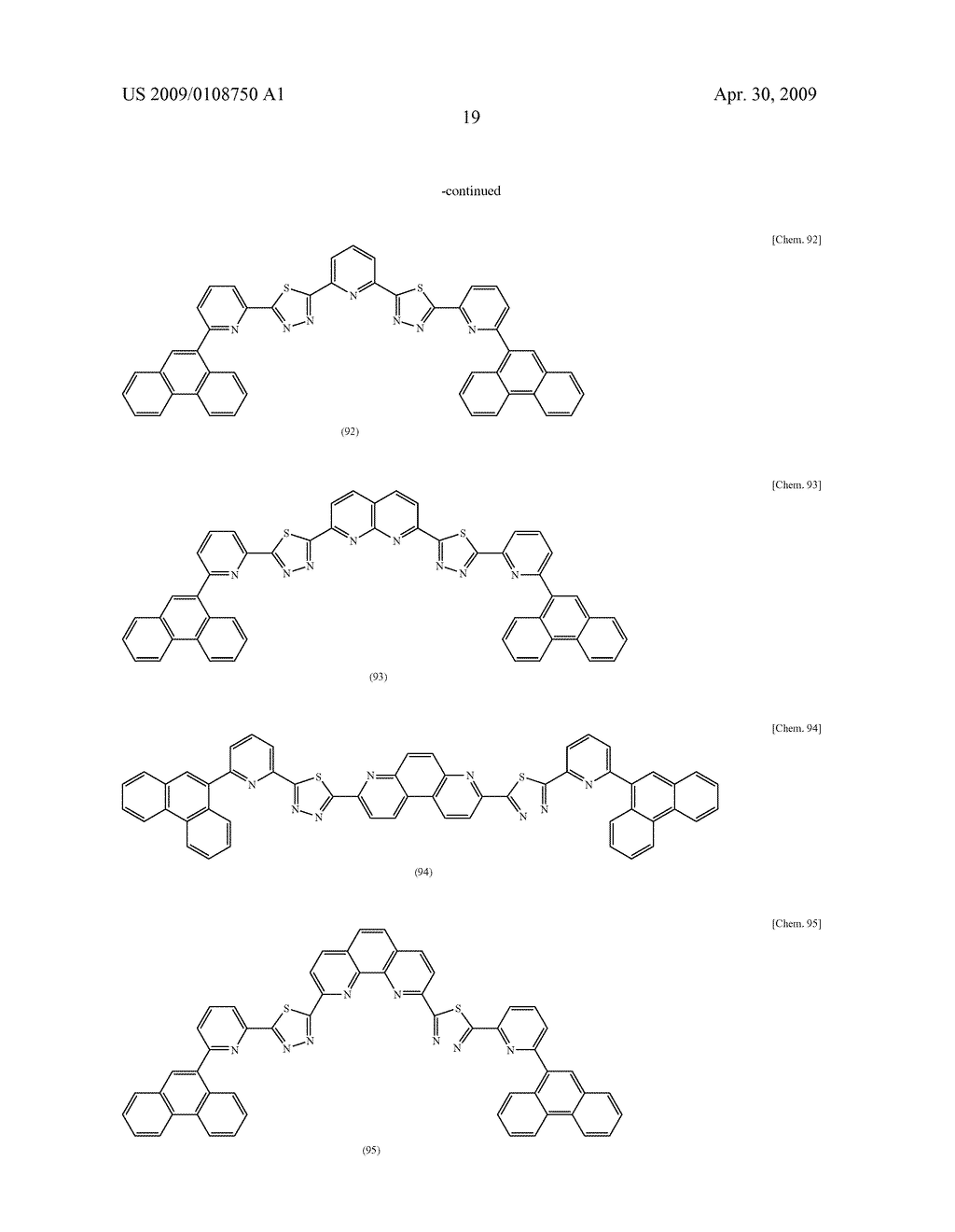 COMPOUND HAVING THIADIAZOLE RING STRUCTURE SUBSTITUTED WITH PYRIDYL GROUP AND ORGANIC ELECTROLUMINESCENT DEVICE - diagram, schematic, and image 25