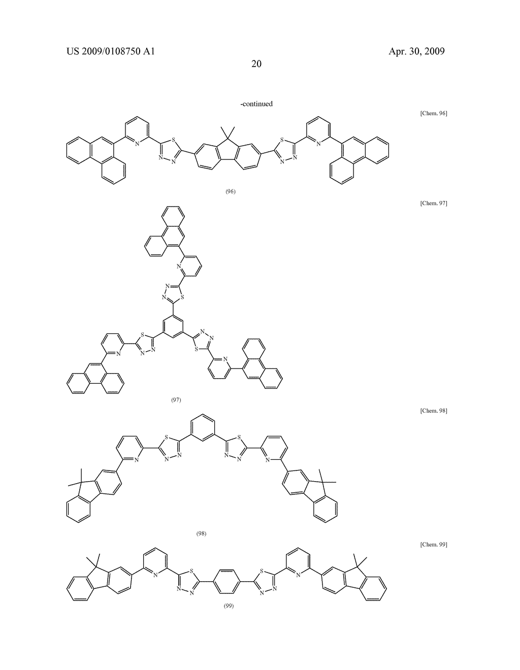 COMPOUND HAVING THIADIAZOLE RING STRUCTURE SUBSTITUTED WITH PYRIDYL GROUP AND ORGANIC ELECTROLUMINESCENT DEVICE - diagram, schematic, and image 26