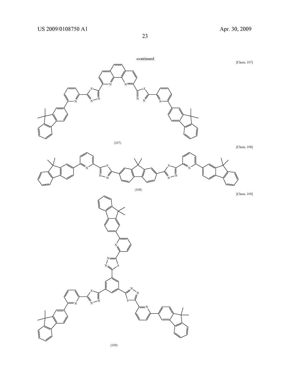 COMPOUND HAVING THIADIAZOLE RING STRUCTURE SUBSTITUTED WITH PYRIDYL GROUP AND ORGANIC ELECTROLUMINESCENT DEVICE - diagram, schematic, and image 29