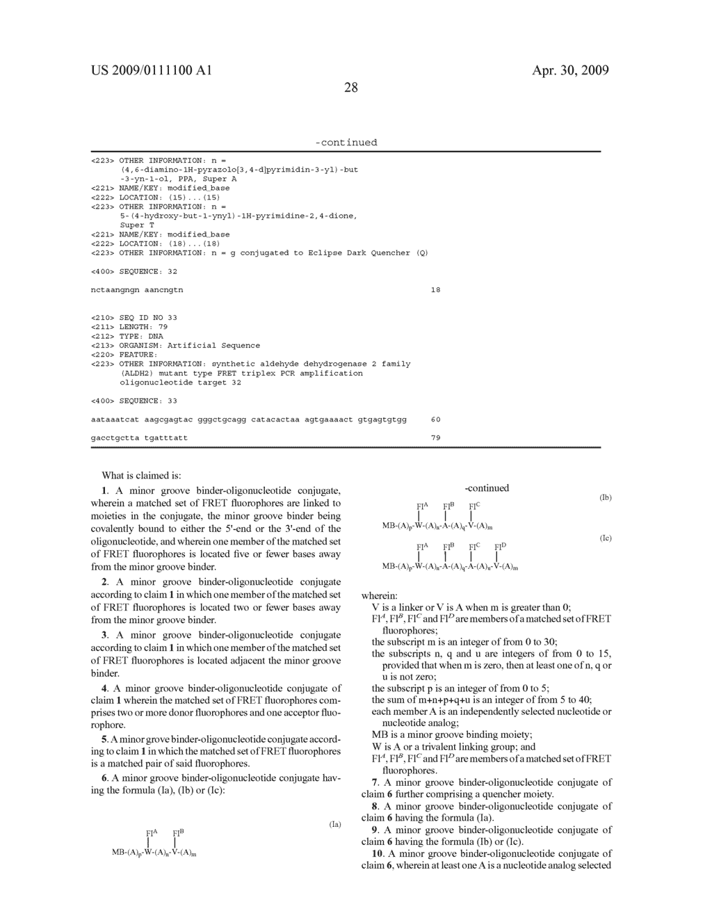 MINOR GROOVE BINDER - ENERGY TRANSFER OLIGONUCLEOTIDES AND METHODS FOR THEIR USE - diagram, schematic, and image 38