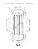 ABSORBENT ARTICLE INCLUDING AN ABSORBENT LAYER HAVING A PLURALITY OF SPACED BEAM ELEMENTS diagram and image