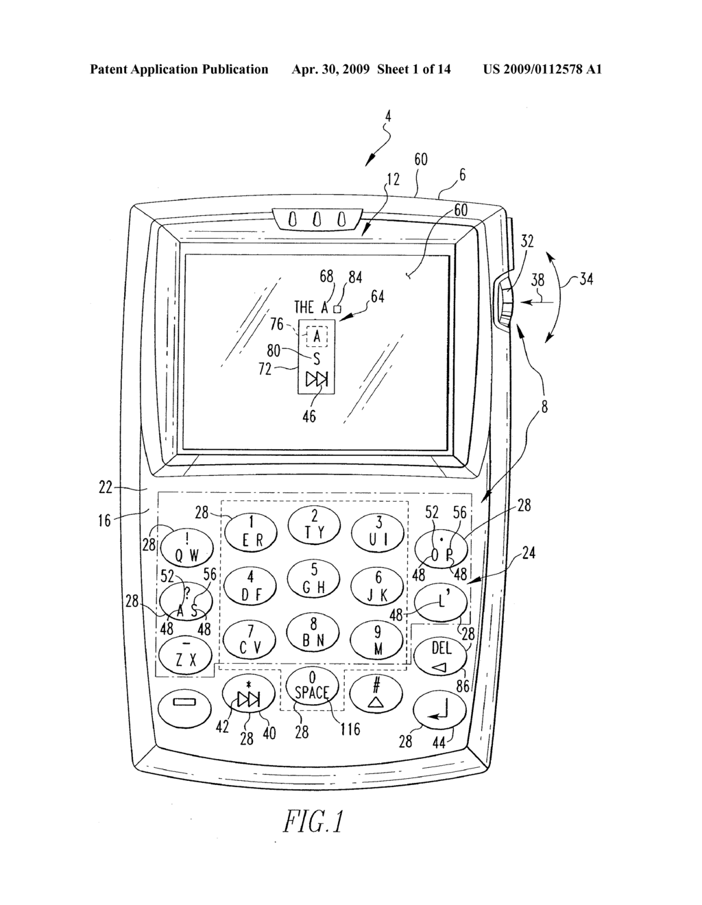 Handheld Electronic Device and Method for Disambiguation of Compound Text Input and for Prioritizing Compound Language Solutions According to Completeness of Text Components - diagram, schematic, and image 02