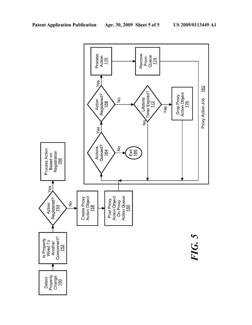METHOD AND SYSTEM FOR CREATING AND PROCESSING DYNAMIC PROXY ACTIONS FOR ACTIONS THAT ARE NOT YET REGISTERED WITH A CLIENT SIDE BROKER - diagram, schematic, and image 06
