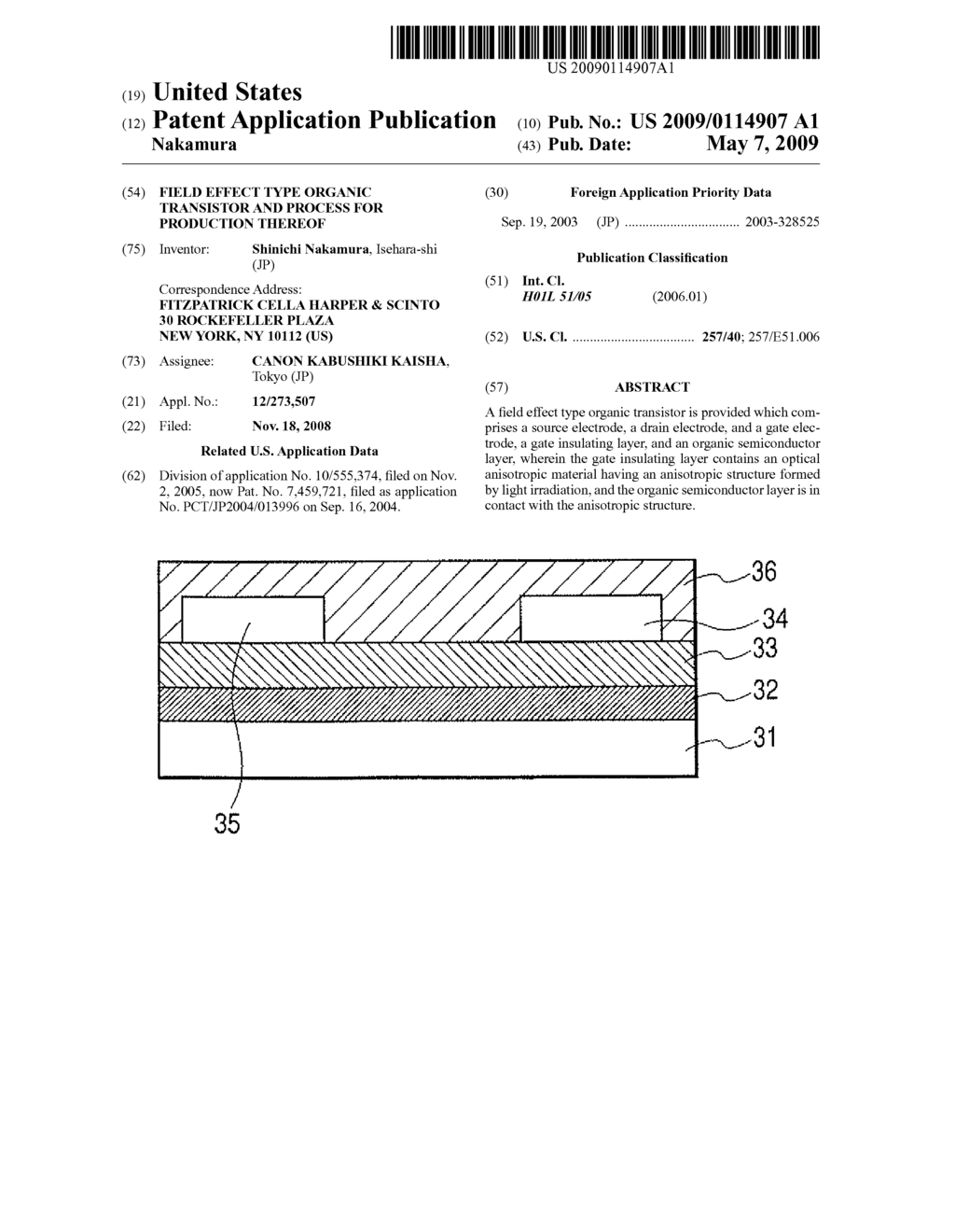 FIELD EFFECT TYPE ORGANIC TRANSISTOR AND PROCESS FOR PRODUCTION THEREOF - diagram, schematic, and image 01