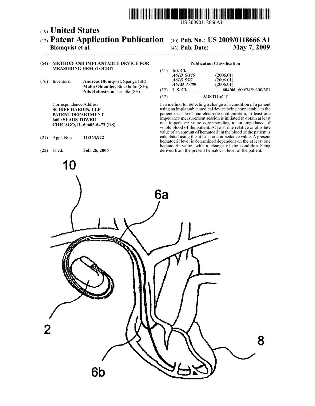Method and implantable device for measuring hematocrit - diagram, schematic, and image 01