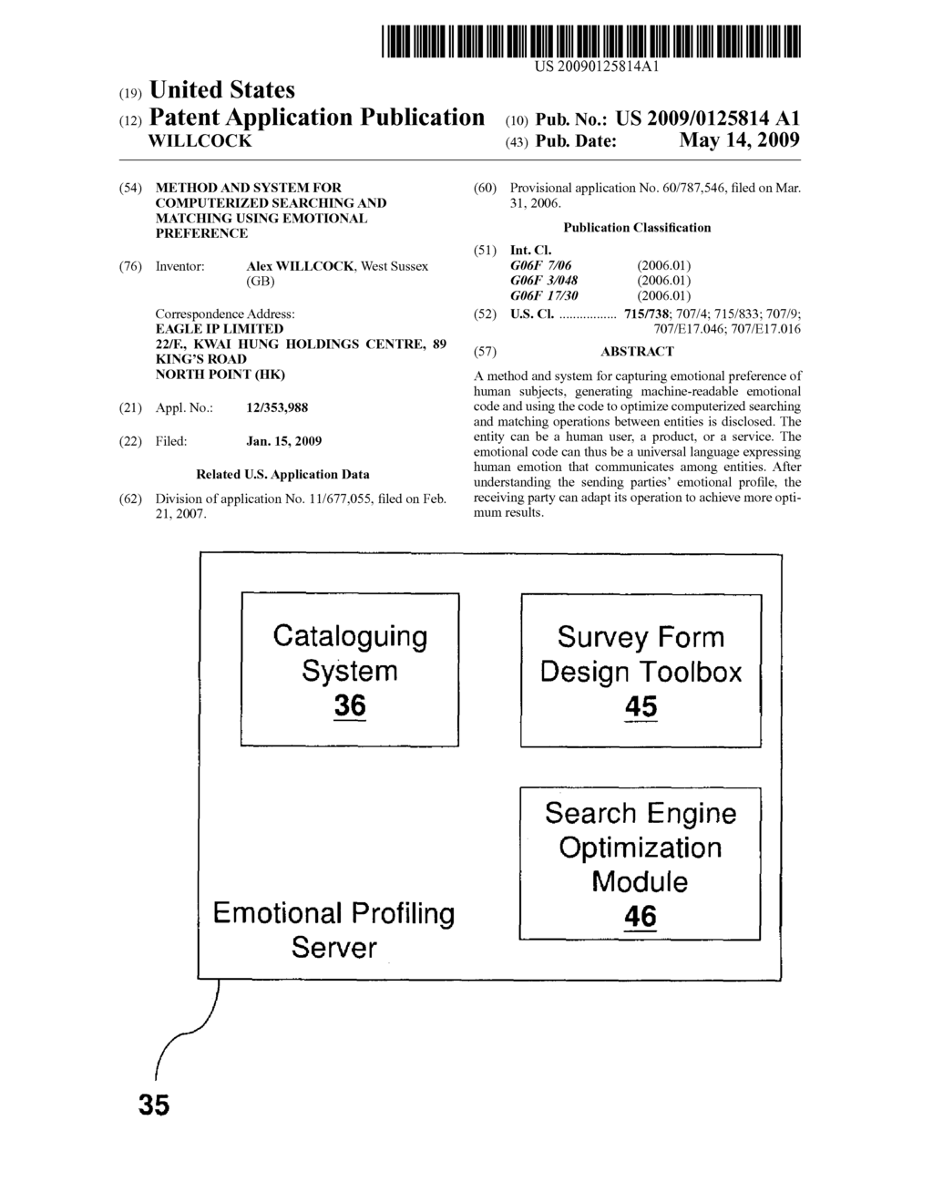 METHOD AND SYSTEM FOR COMPUTERIZED SEARCHING AND MATCHING USING EMOTIONAL PREFERENCE - diagram, schematic, and image 01