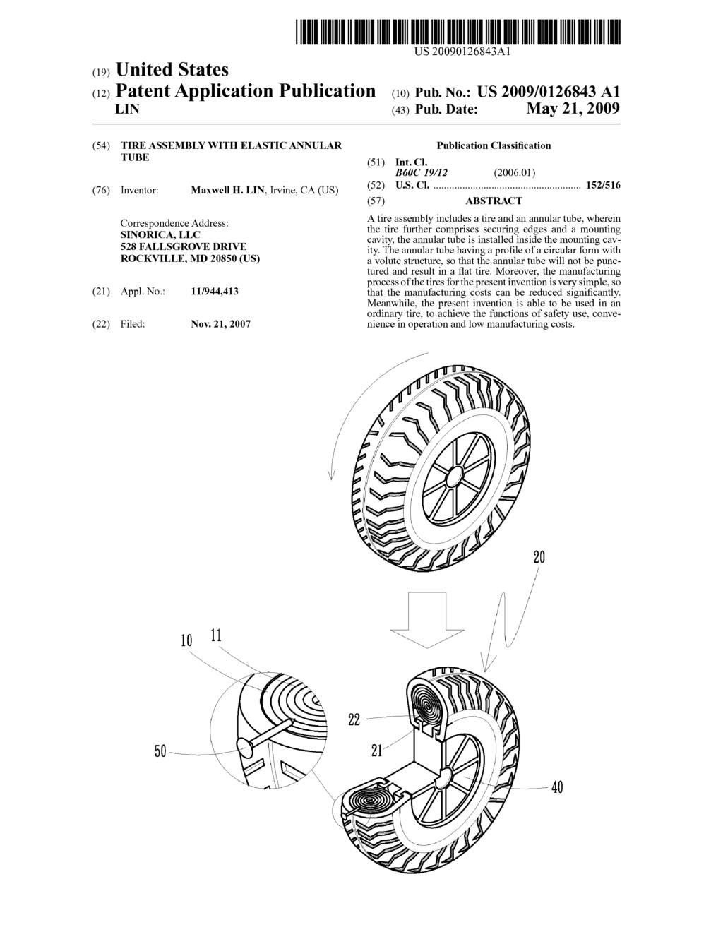 TIRE ASSEMBLY WITH ELASTIC ANNULAR TUBE - diagram, schematic, and image 01