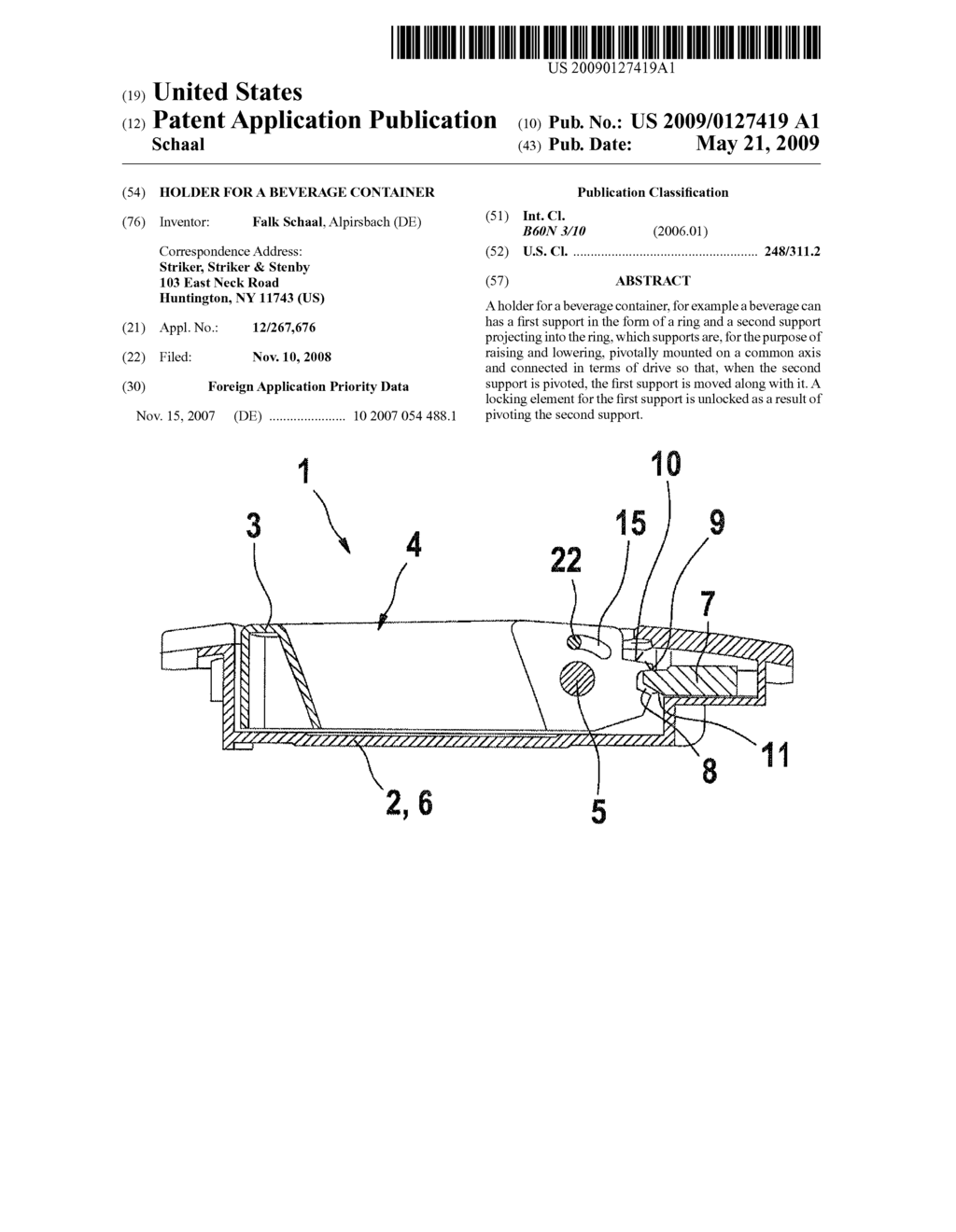 Holder for a beverage container - diagram, schematic, and image 01