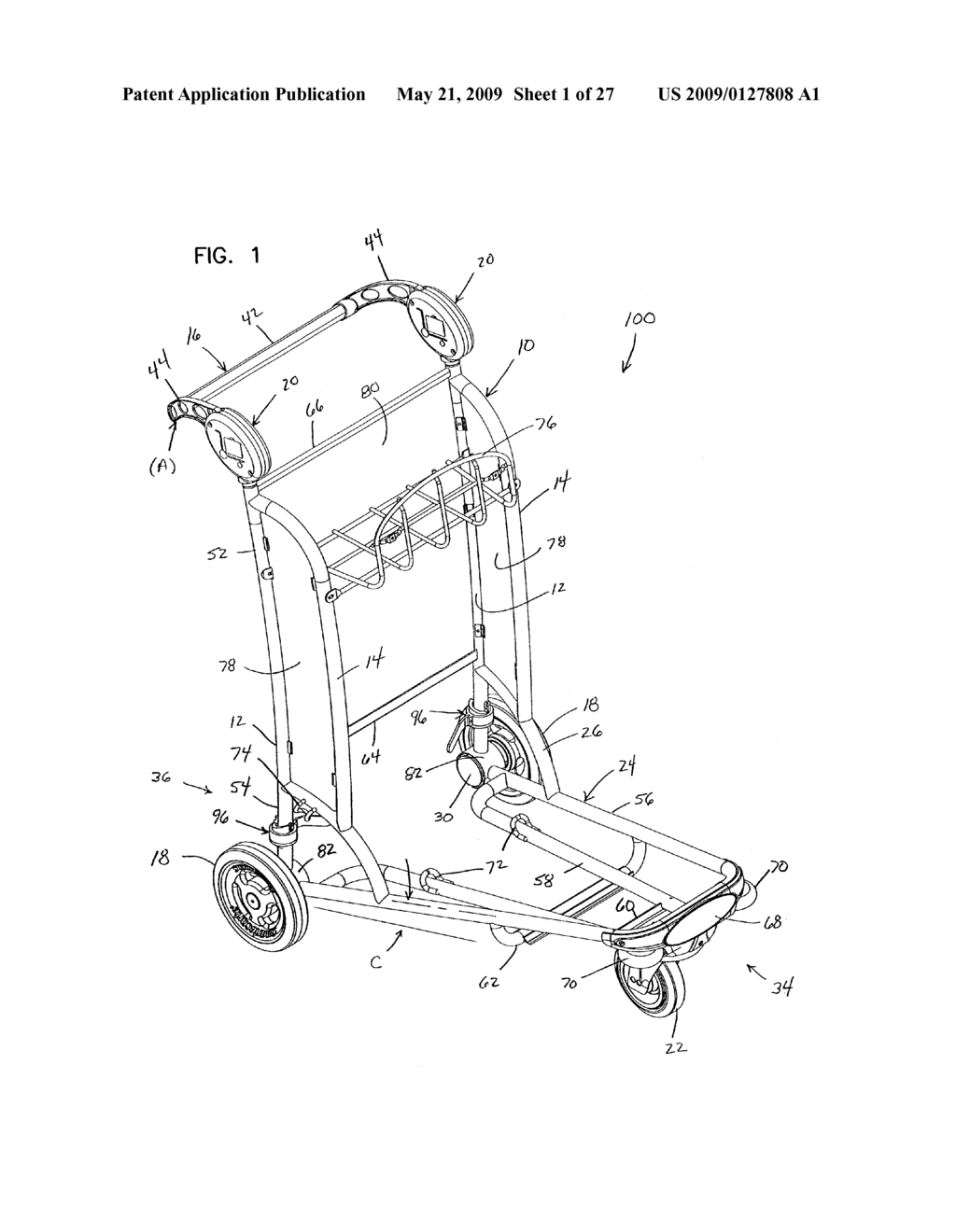 BRAKE ASSEMBLY AND CONTROL MECHANISM FOR A CART, AND METHOD - diagram, schematic, and image 02