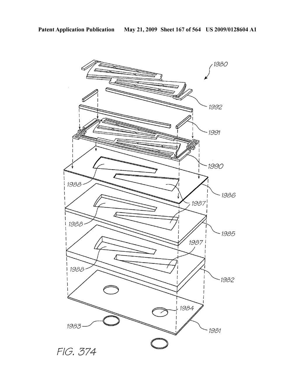 INKJET NOZZLE WITH PADDLE LAYER SANDWICHED BETWEEN FIRST AND SECOND WAFERS - diagram, schematic, and image 168