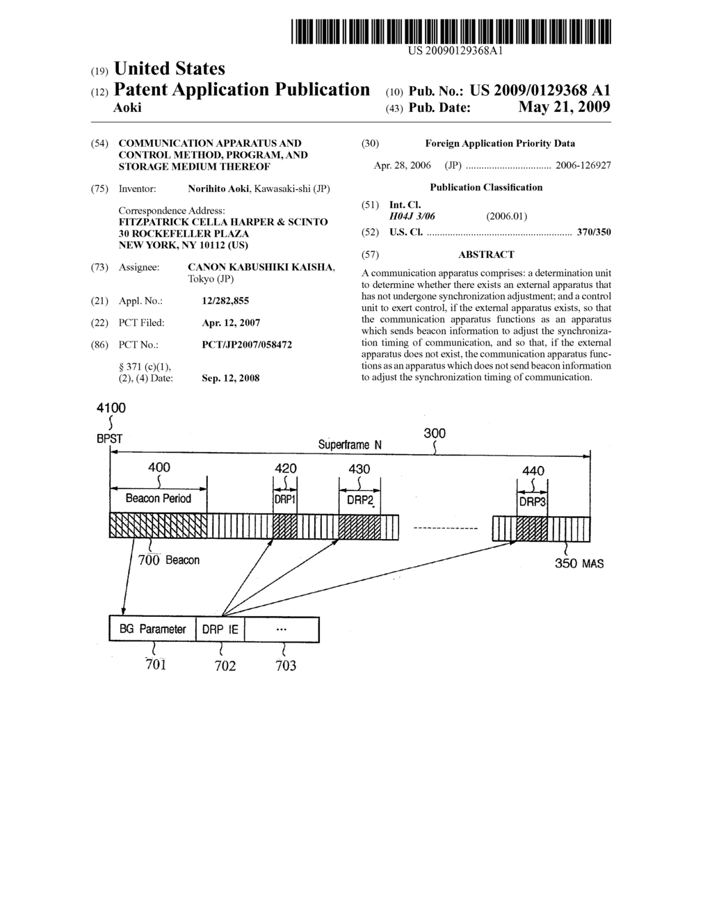 COMMUNICATION APPARATUS AND CONTROL METHOD, PROGRAM, AND STORAGE MEDIUM THEREOF - diagram, schematic, and image 01