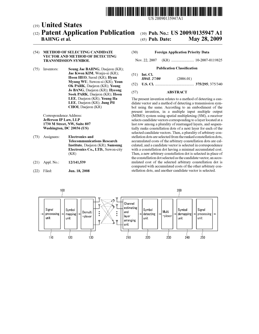 METHOD OF SELECTING CANDIDATE VECTOR AND METHOD OF DETECTING TRANSMISSION SYMBOL - diagram, schematic, and image 01