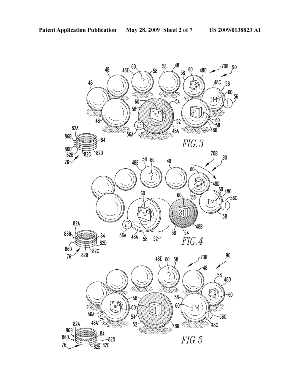 Handheld electronic device and associated method employing a graphical user interface to output on a display virtually stacked groups of selectable objects - diagram, schematic, and image 03