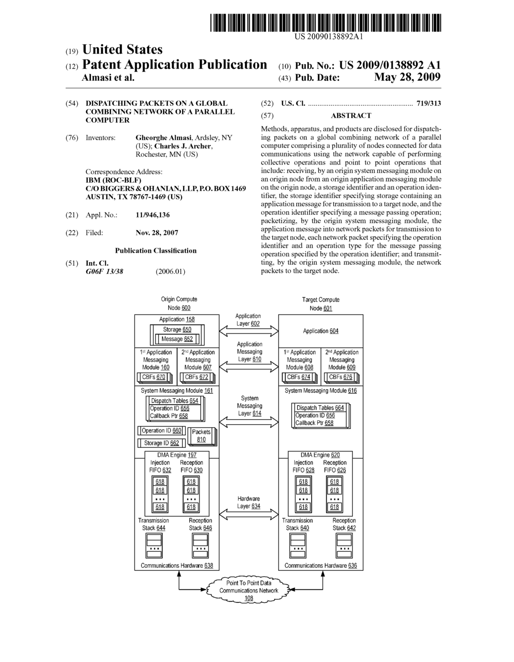 Dispatching Packets on a Global Combining Network of a Parallel Computer - diagram, schematic, and image 01