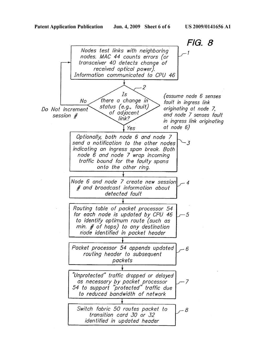 BANDWIDTH RESERVATION REUSE IN DYNAMICALLY ALLOCATED RING PROTECTION AND RESTORATION TECHNIQUE - diagram, schematic, and image 07