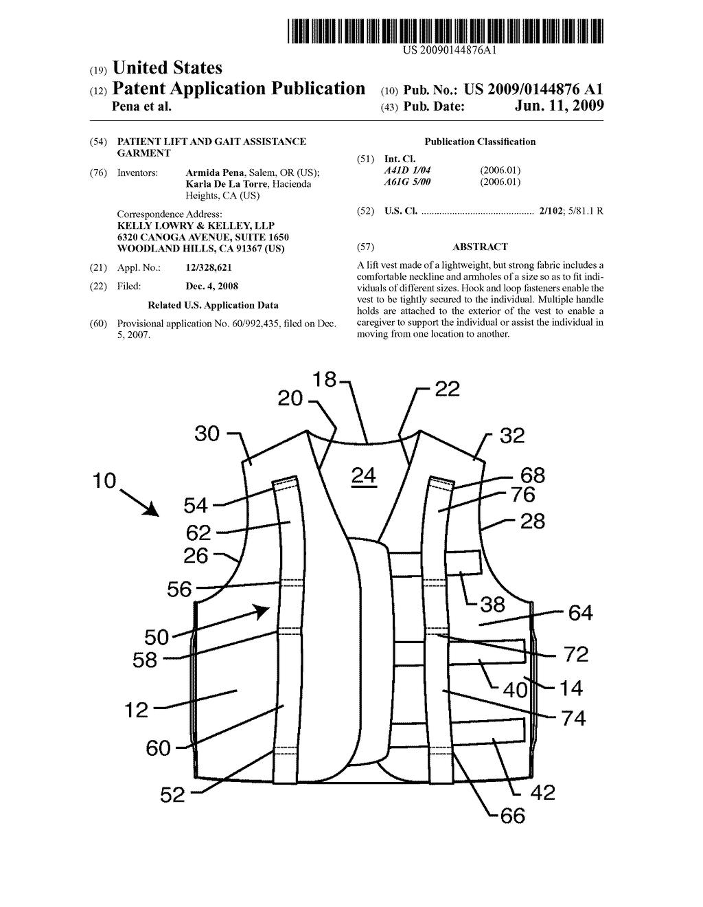 PATIENT LIFT AND GAIT ASSISTANCE GARMENT - diagram, schematic, and image 01