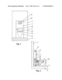 Device having a flushing apparatus and a lavatory body, assembly kit for assembling such a device and method for assembling the said device diagram and image