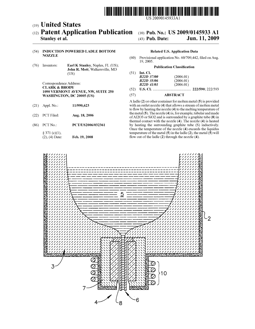 Induction powered ladle bottom nozzle - diagram, schematic, and image 01