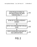 Method and system for second bend plane detection of ear canal surfaces diagram and image