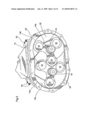 Roots type gear compressor with helical lobes having feedback cavity diagram and image