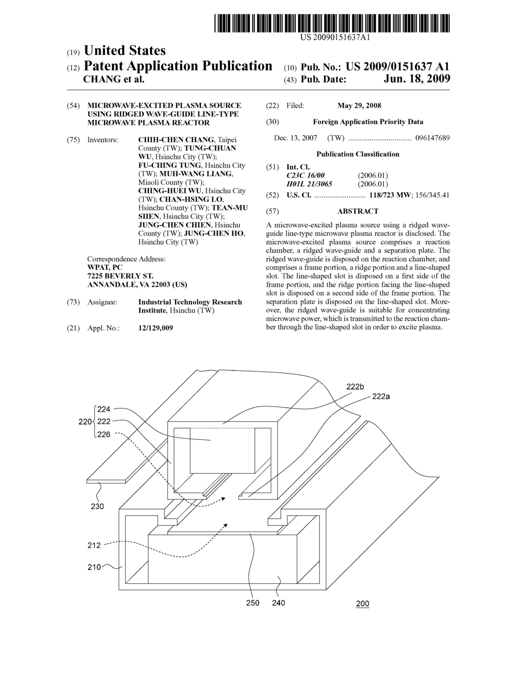 MICROWAVE-EXCITED PLASMA SOURCE USING RIDGED WAVE-GUIDE LINE-TYPE MICROWAVE PLASMA REACTOR - diagram, schematic, and image 01