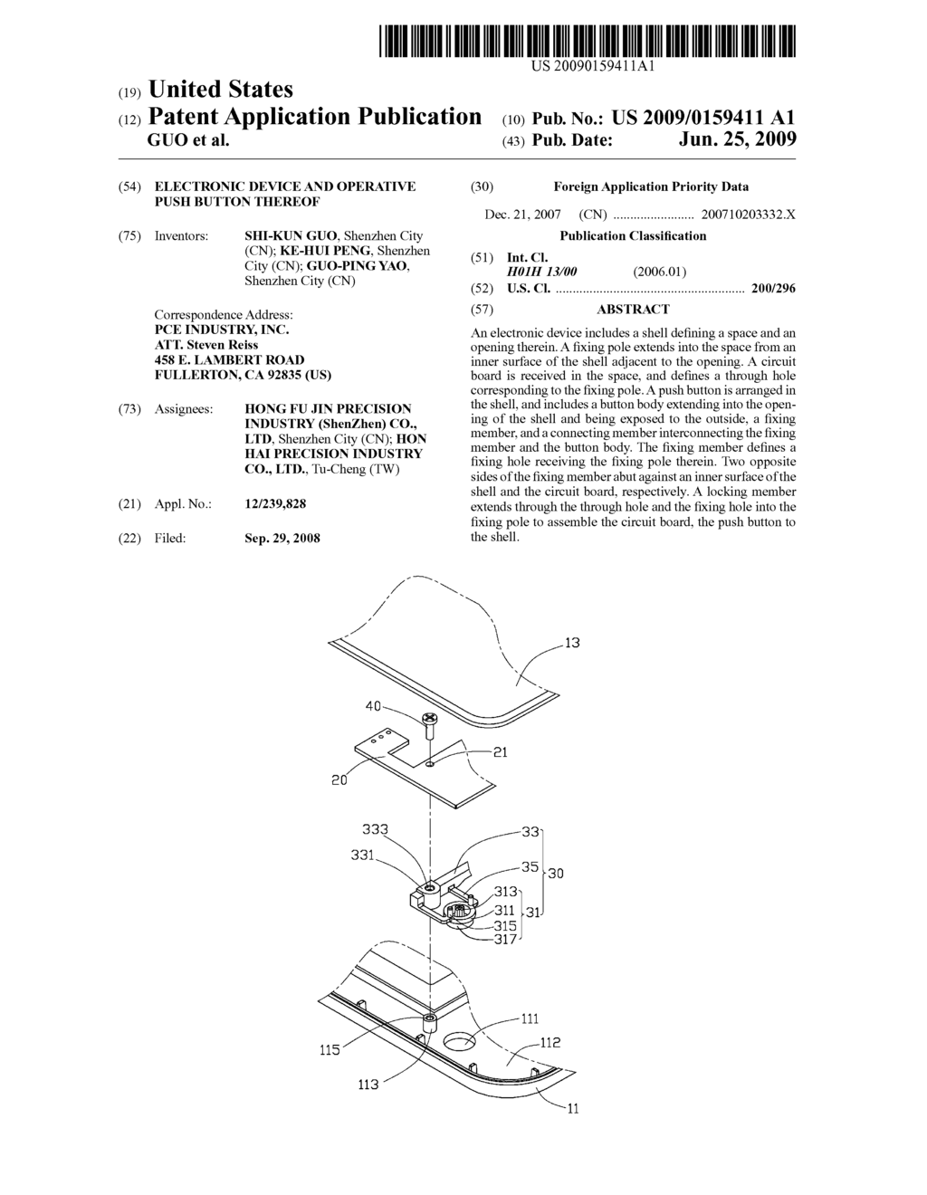 ELECTRONIC DEVICE AND OPERATIVE PUSH BUTTON THEREOF - diagram, schematic, and image 01