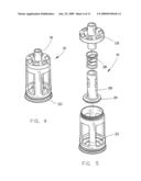 Dispensing and/or dosing system including an improved throat plug assembly diagram and image