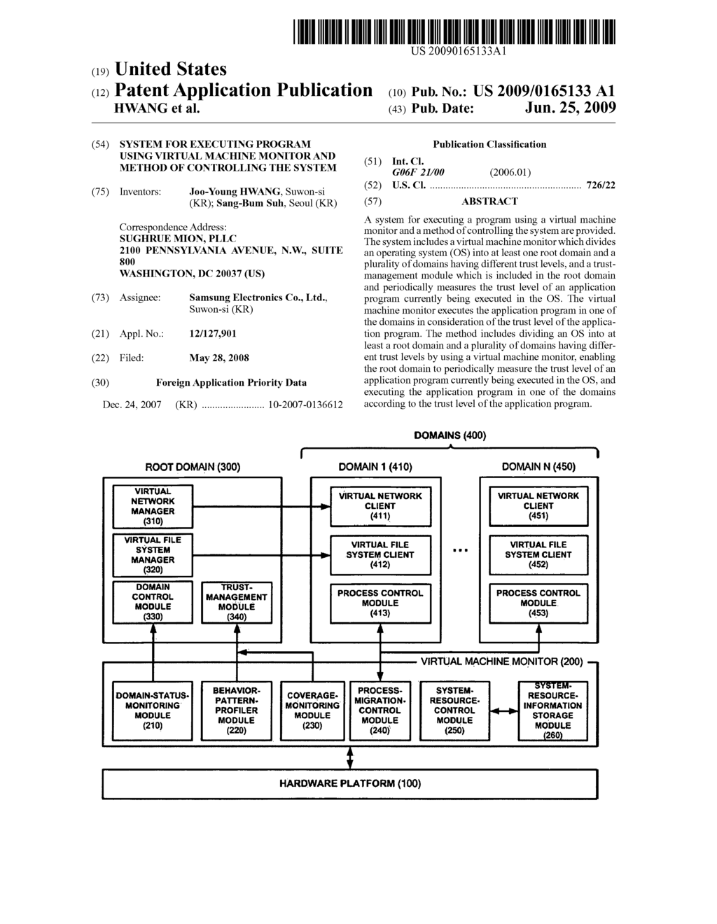 SYSTEM FOR EXECUTING PROGRAM USING VIRTUAL MACHINE MONITOR AND METHOD OF CONTROLLING THE SYSTEM - diagram, schematic, and image 01