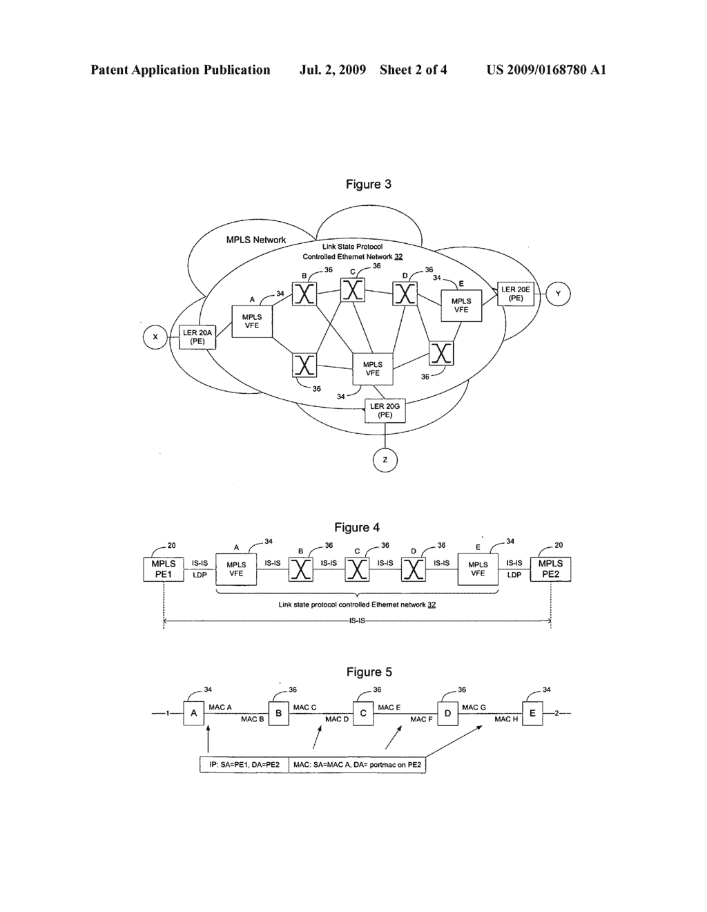 MPLS P node replacement using a link state protocol controlled ethernet network - diagram, schematic, and image 03