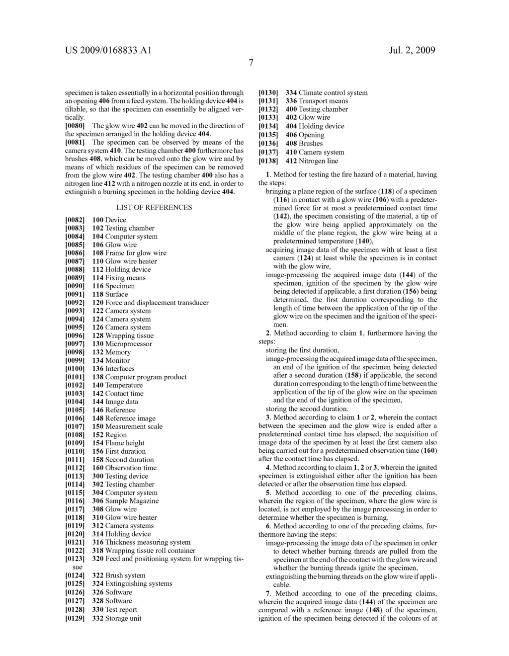 METHOD AND DEVICE FOR TESTING THE FIRE HAZARD OF A MATERIAL - diagram, schematic, and image 12