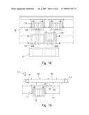 METHOD AND SYSTEM FOR CHANGING MOLD HOLDER PRESSES ON CARRIAGES MOVING ALONG A PROCESSING LINE diagram and image