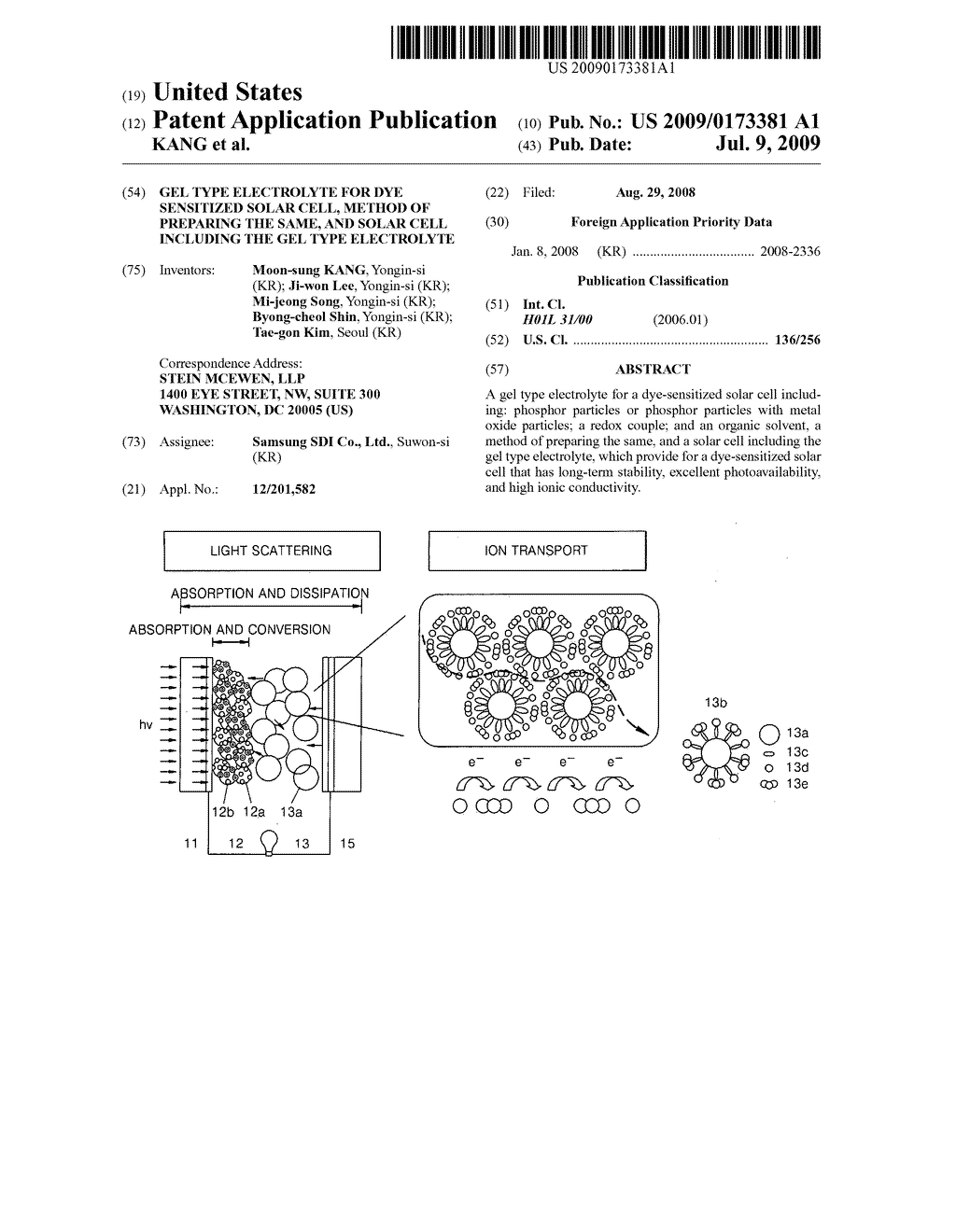 GEL TYPE ELECTROLYTE FOR DYE SENSITIZED SOLAR CELL, METHOD OF PREPARING THE SAME, AND SOLAR CELL INCLUDING THE GEL TYPE ELECTROLYTE - diagram, schematic, and image 01