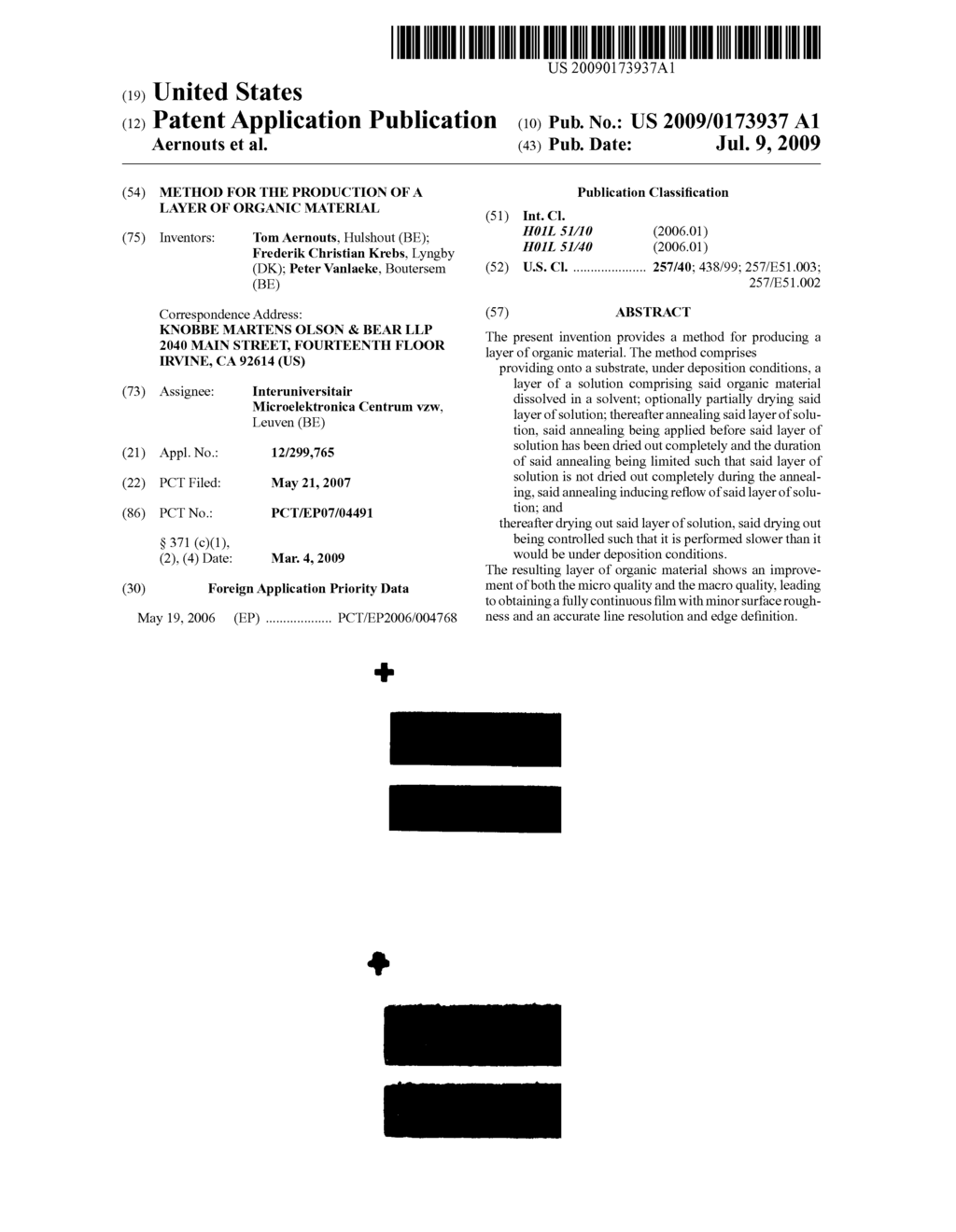 METHOD FOR THE PRODUCTION OF A LAYER OF ORGANIC MATERIAL - diagram, schematic, and image 01