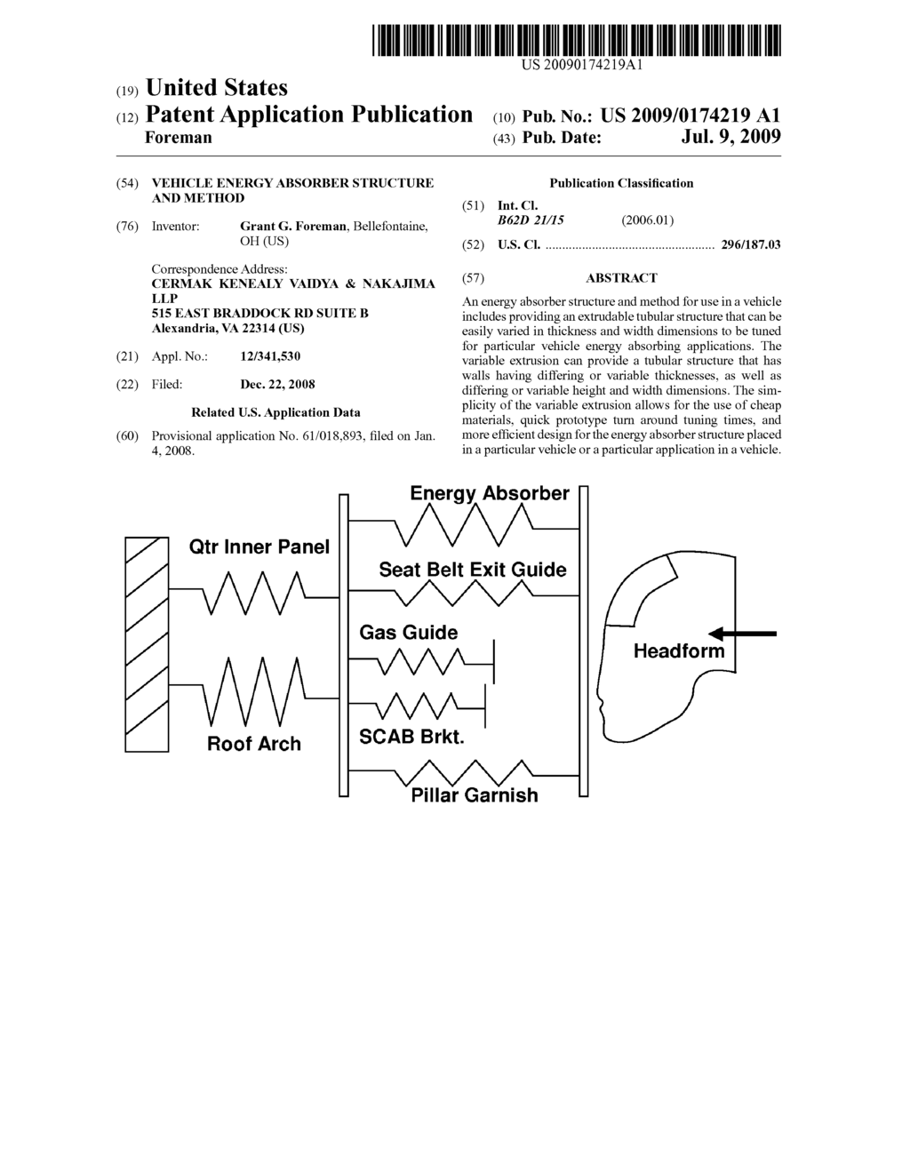 VEHICLE ENERGY ABSORBER STRUCTURE AND METHOD - diagram, schematic, and image 01