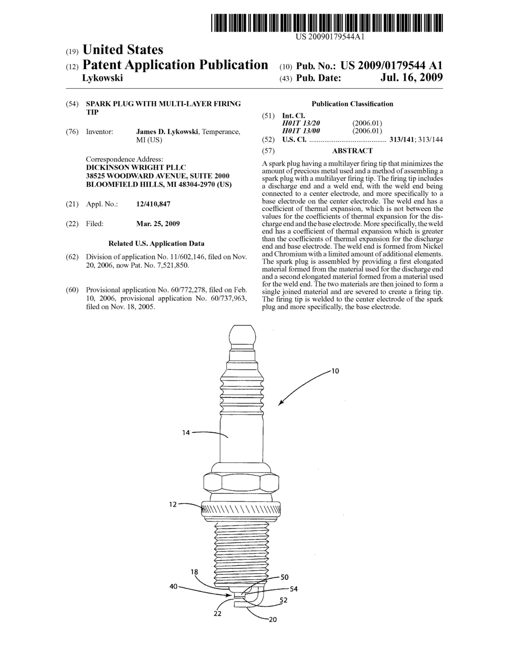 Spark Plug With Multi-Layer Firing Tip - diagram, schematic, and image 01