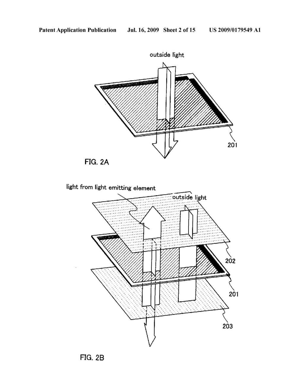 ELECTRONIC DISPLAY INCLUDING A LIGHT-EMITTING ELEMENT AND A COLOR FILTER SANDWICHED BETWEEN TWO POLARIZERS - diagram, schematic, and image 03