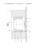 OPTICAL SEMICONDUCTOR PACKAGE WITH COMPRESSIBLE ADJUSTMENT MEANS diagram and image