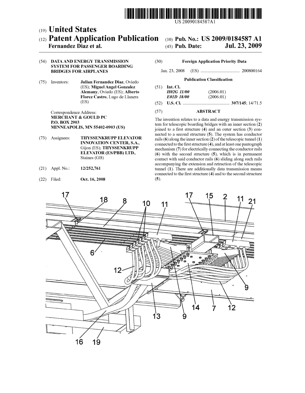 DATA AND ENERGY TRANSMISSION SYSTEM FOR PASSENGER BOARDING BRIDGES FOR AIRPLANES - diagram, schematic, and image 01