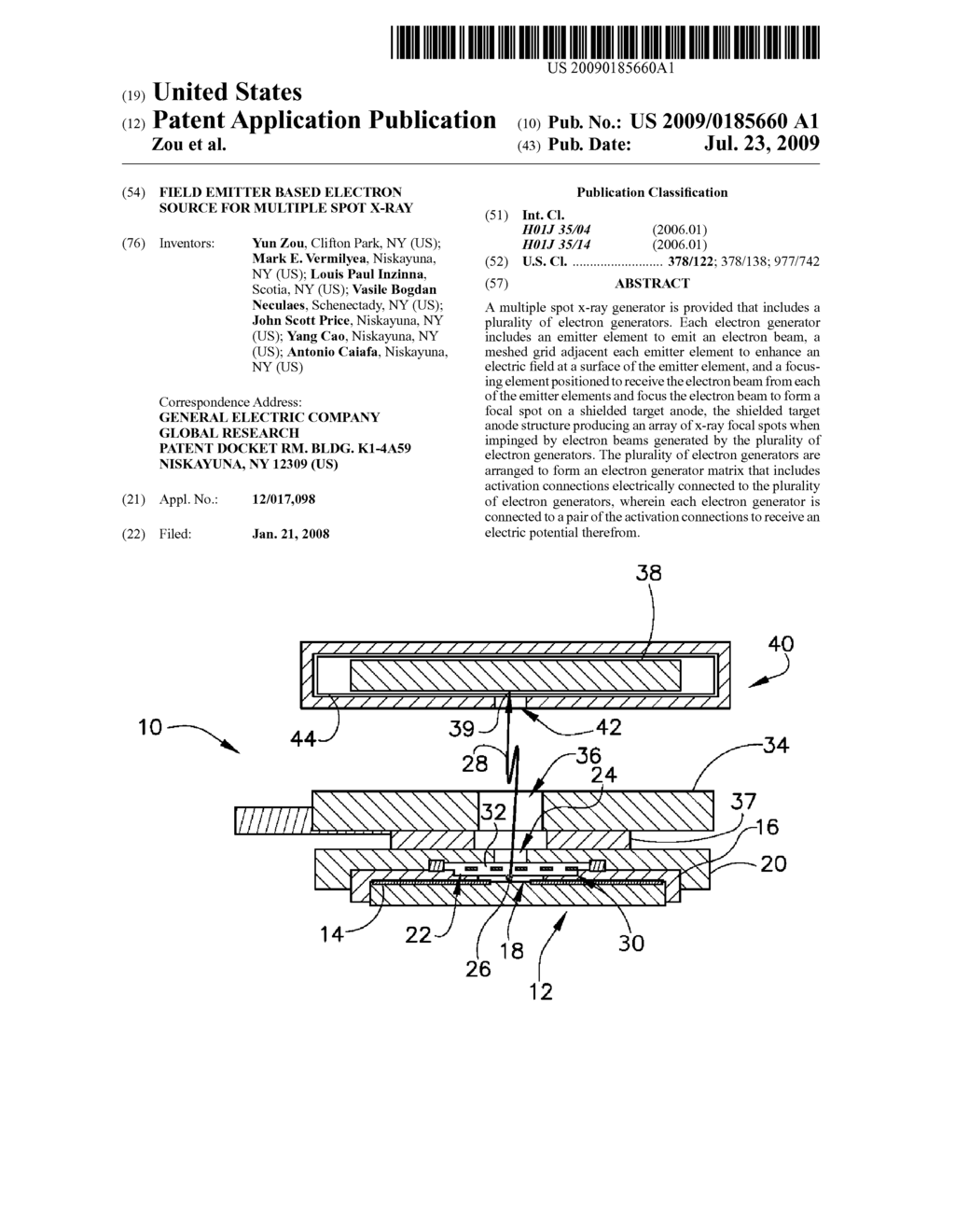 FIELD EMITTER BASED ELECTRON SOURCE FOR MULTIPLE SPOT X-RAY - diagram, schematic, and image 01