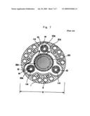 Oscillating inner gearing planetary gear system diagram and image