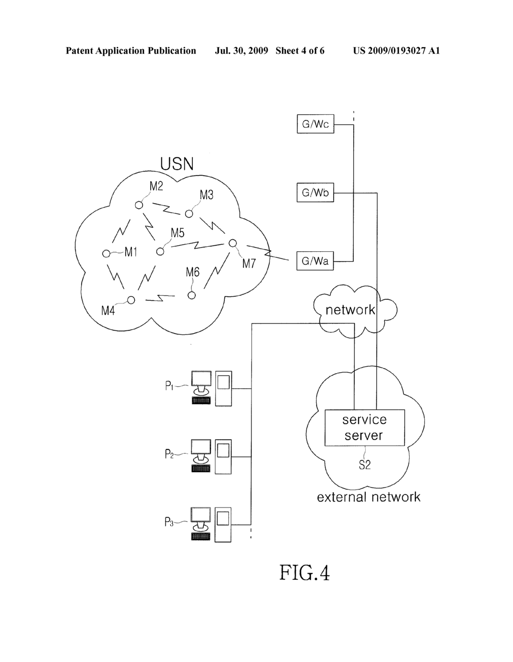 INFORMATION SERVICE SYSTEM USING USN NODES AND NETWORK, AND SERVICE SERVER CONNECTABLE TO USN NODES THROUGH NETWORK - diagram, schematic, and image 05