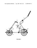 Multifuctional transport frame for the convertible assembly of various child transport devices or vehicles diagram and image