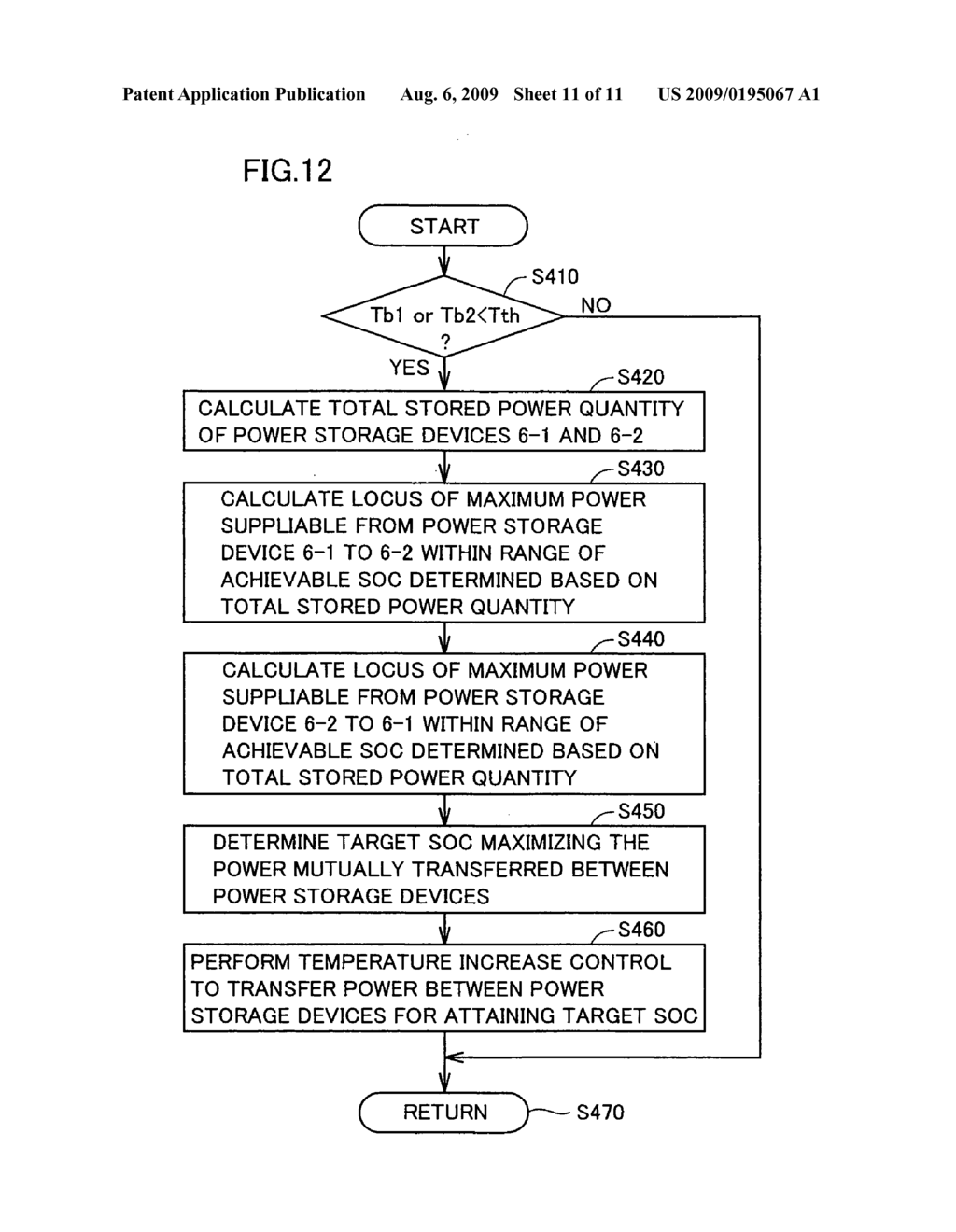 POWER SUPPLY SYSTEM, VEHICLE WITH THE SAME, TEMPERATURE INCREASE CONTROL METHOD FOR POWER STORAGE DEVICE AND COMPUTER-READABLE RECORDING MEDIUM BEARING PROGRAM FOR CAUSING COMPUTER TO EXECUTE TEMPERATURE INCREASE CONTROL OF POWER STORAGE DEVICE - diagram, schematic, and image 12