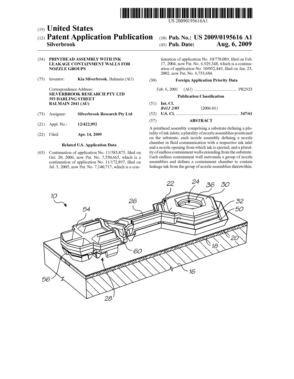 Printhead Assembly With Ink Leakage Containment Walls For Nozzle Groups - diagram, schematic, and image 01