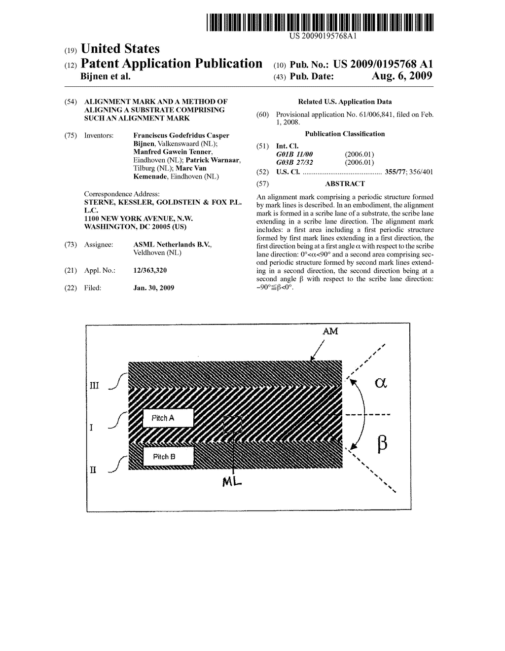 Alignment Mark and a Method of Aligning a Substrate Comprising Such an Alignment Mark - diagram, schematic, and image 01