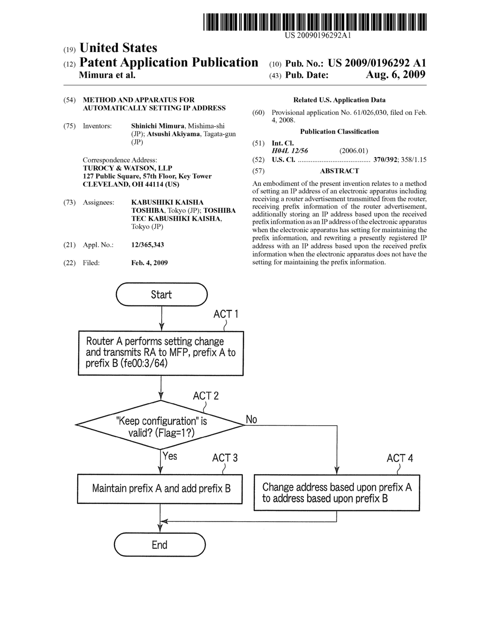 METHOD AND APPARATUS FOR AUTOMATICALLY SETTING IP ADDRESS - diagram, schematic, and image 01